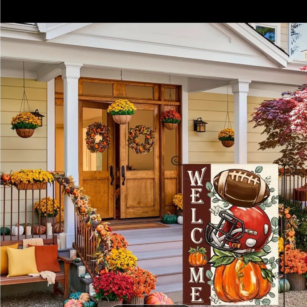 Welcome double sided yard flag